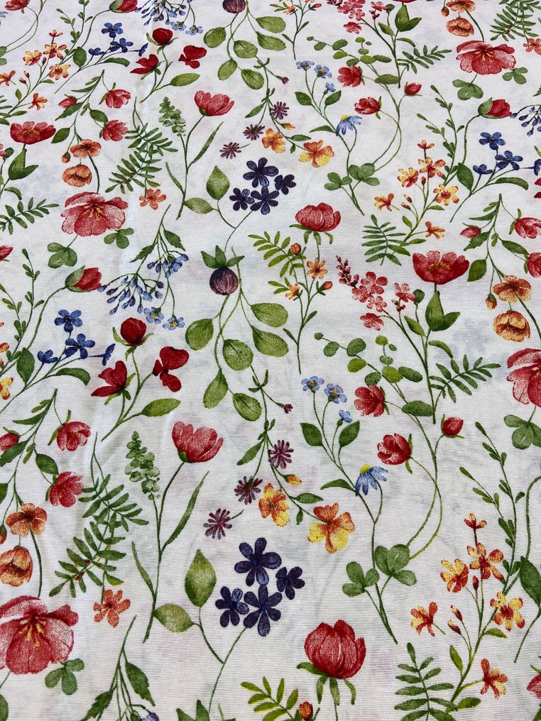 Tecido elegante e delicado com motivo de flores do campo em dupla altura, sem reserva! - Têxtil - 280 cm - 280 cm #4.3