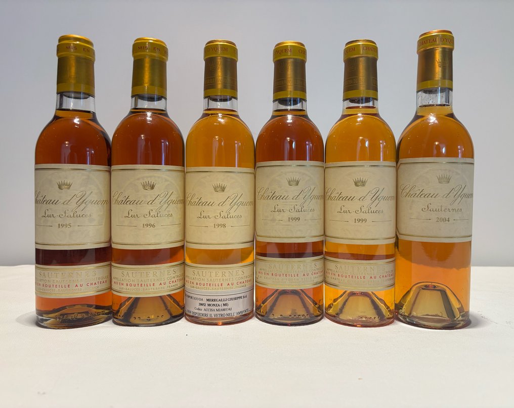 1995 , 1996, 1998, 1999 x2, 2004 Château d'Yquem - Sauternes 1er Cru Supérieur - 6 Half Bottles (0.375L) #1.0