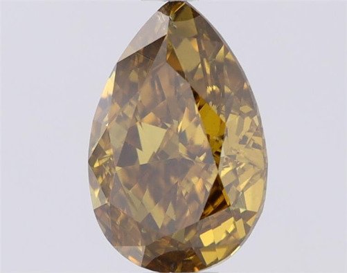 1 pcs Diamant (Colorat natural) - 0.71 ct - Pară - Fancy deep verzui, maroniu Galben - SI1 - GIA (Institutul gemologic din SUA) #4.3