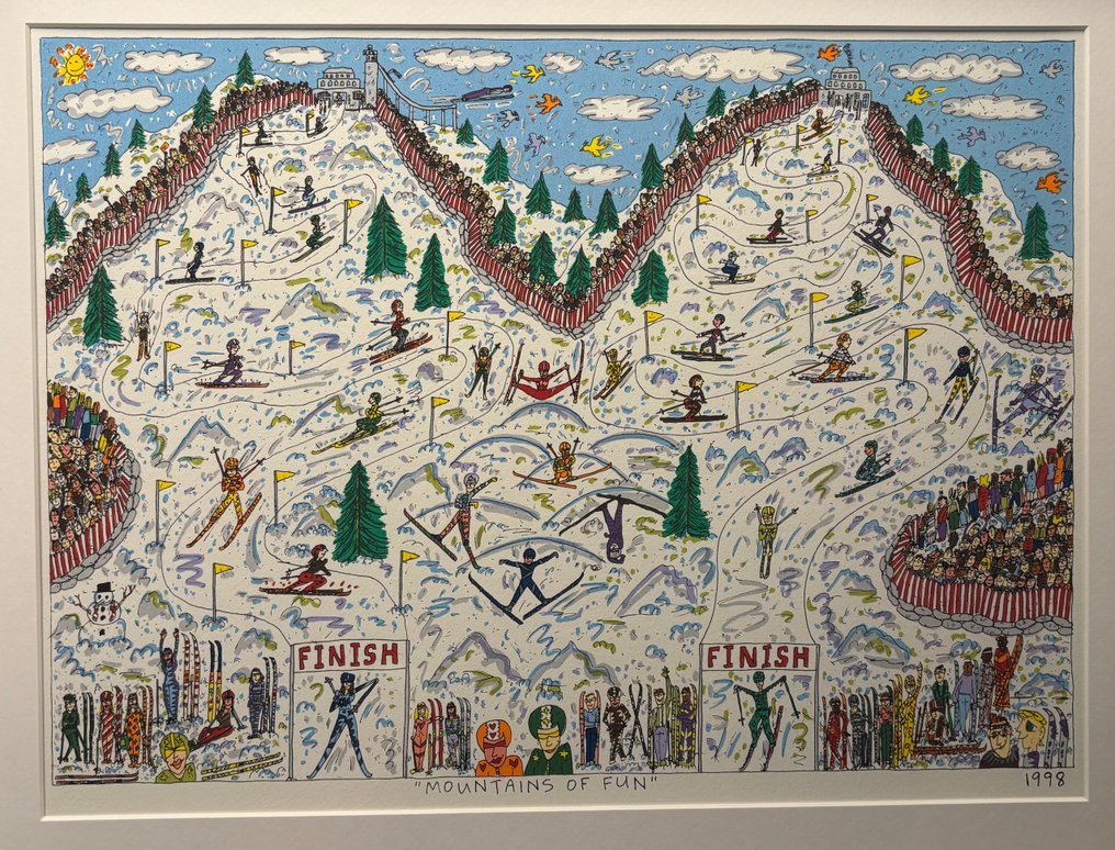 James Rizzi (1950-2011) - Mountains of Fun, original Siebdruck, olympische Winterspiele 1998 #1.0