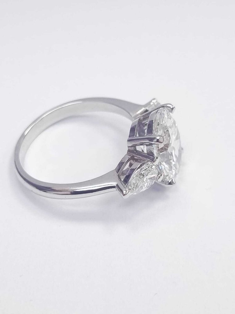 Kihlasormus - 14 kt. Valkokulta - 4.21ct. tw. Timantti (Laboratoriossa kasvatettu) - Timantti #3.2