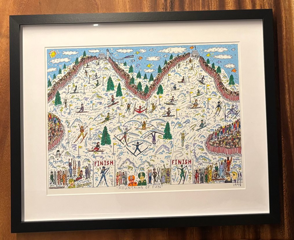 James Rizzi (1950-2011) - Mountains of Fun, original Siebdruck, olympische Winterspiele 1998 #1.0