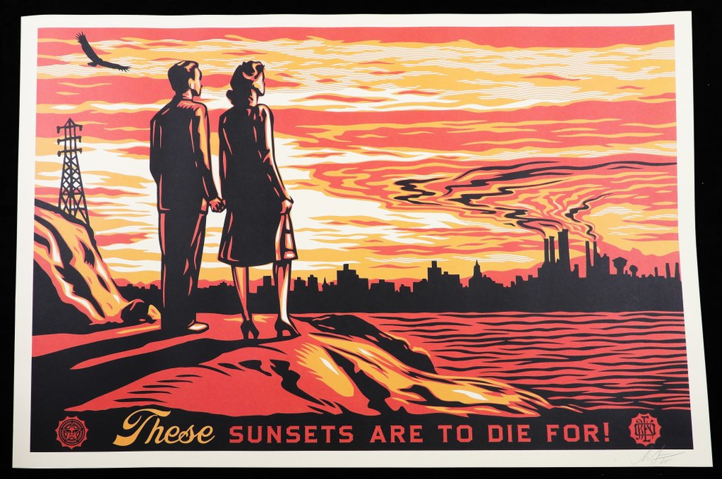 Shepard Fairey (OBEY) (1970) - These Sunsets Are To Die For ! SIGNED Offset Lithograph #1.0