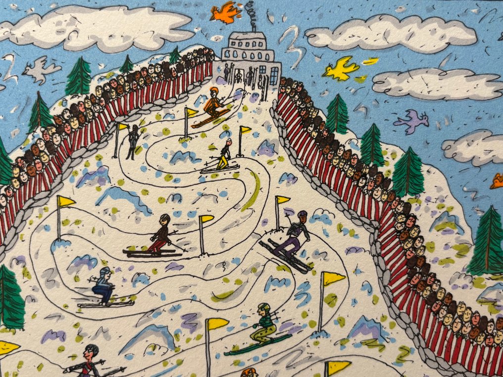 James Rizzi (1950-2011) - Mountains of Fun, original Siebdruck, olympische Winterspiele 1998 #3.2