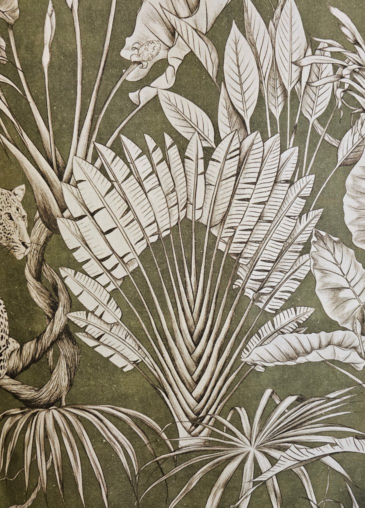 300x280厘米！波西米亚风格的布料，带有美洲豹图案——橄榄绿色丛林设计 - 纺织品  - 300 cm - 280 cm #4.3