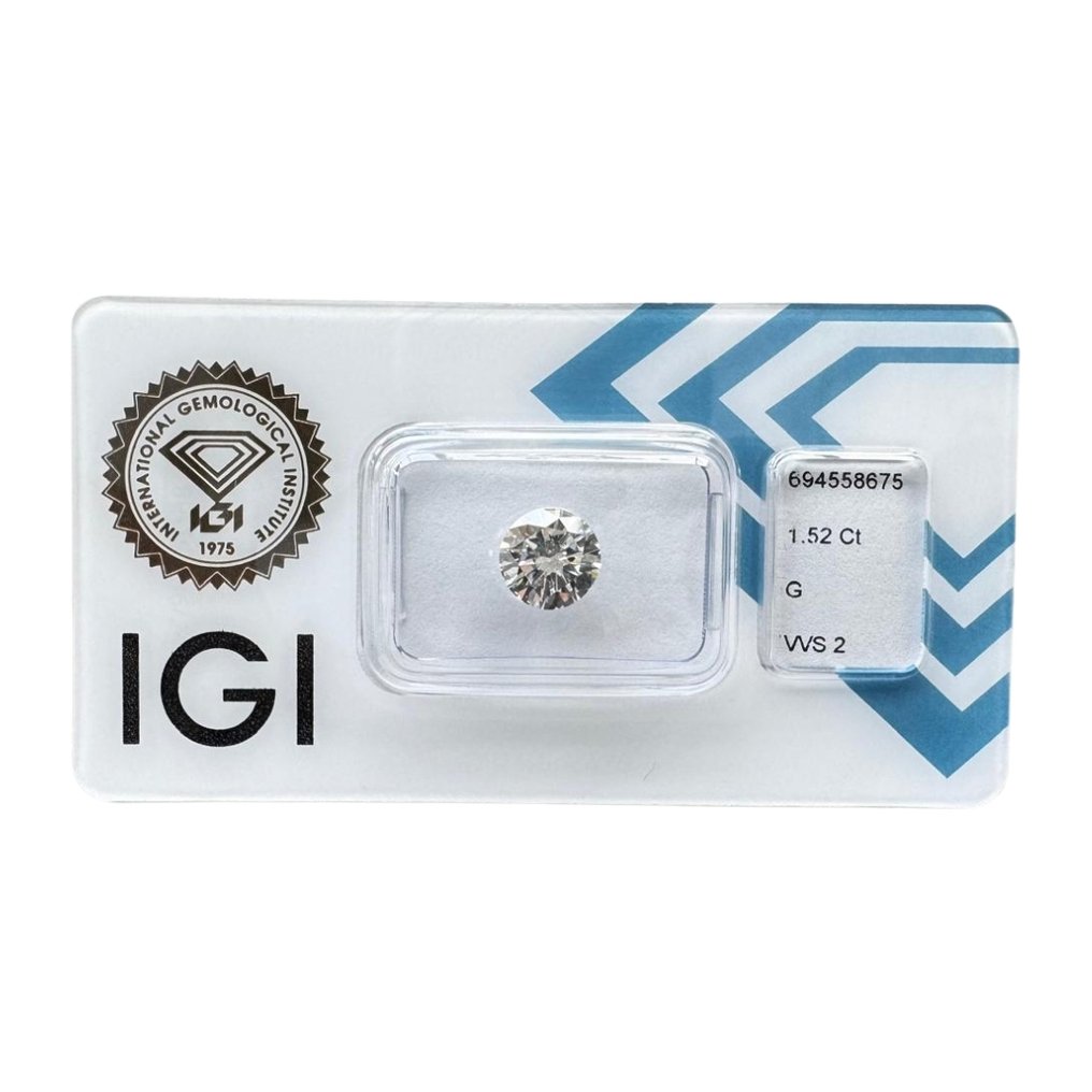 1 pcs 钻石 (天然) - 1.52 ct - 圆形 - G - VVS2 极轻微内含二级 - 国际宝石研究院(IGI) - 璀璨钻石 #1.0