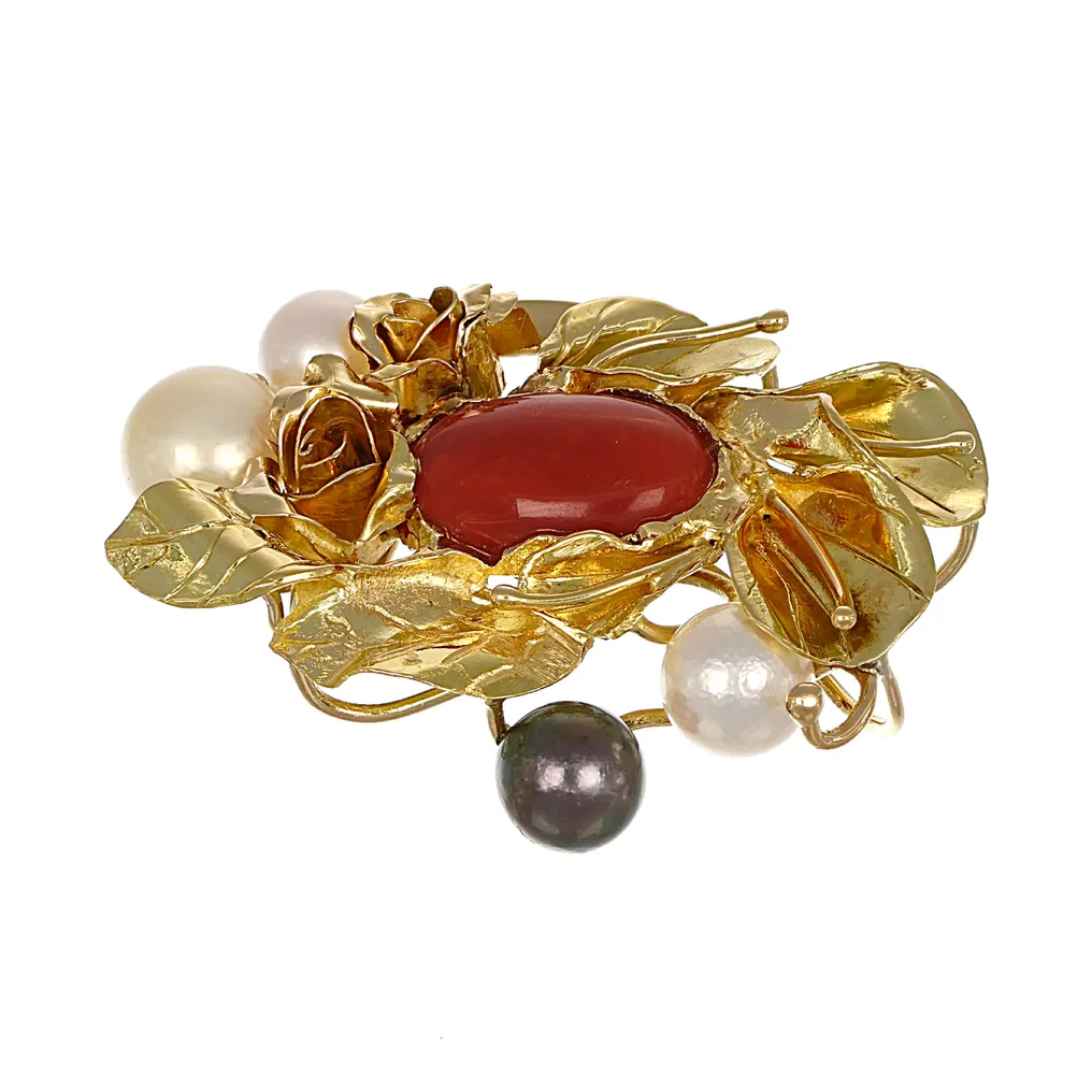 Pendentif - 18 carats Or jaune Corail - Perle #3.2