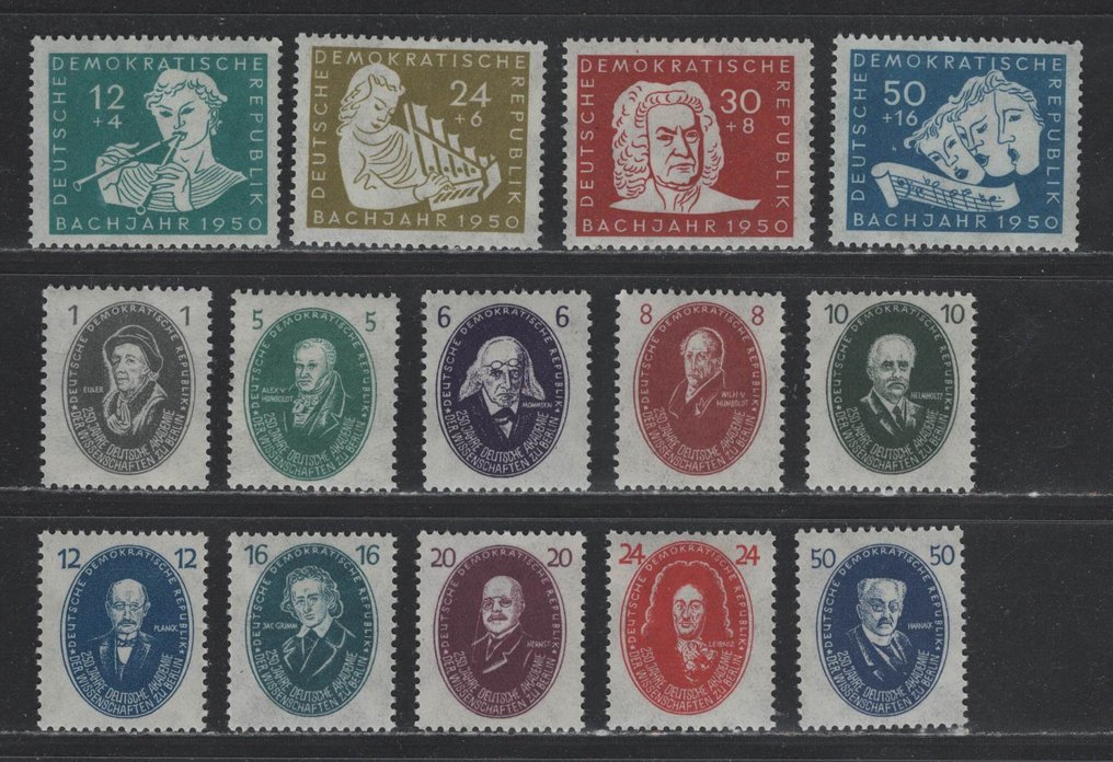 RDT 1950 - Bach e Akademie completamente impeccabili /MNH - Michel 256-259, 261-270 #1.0
