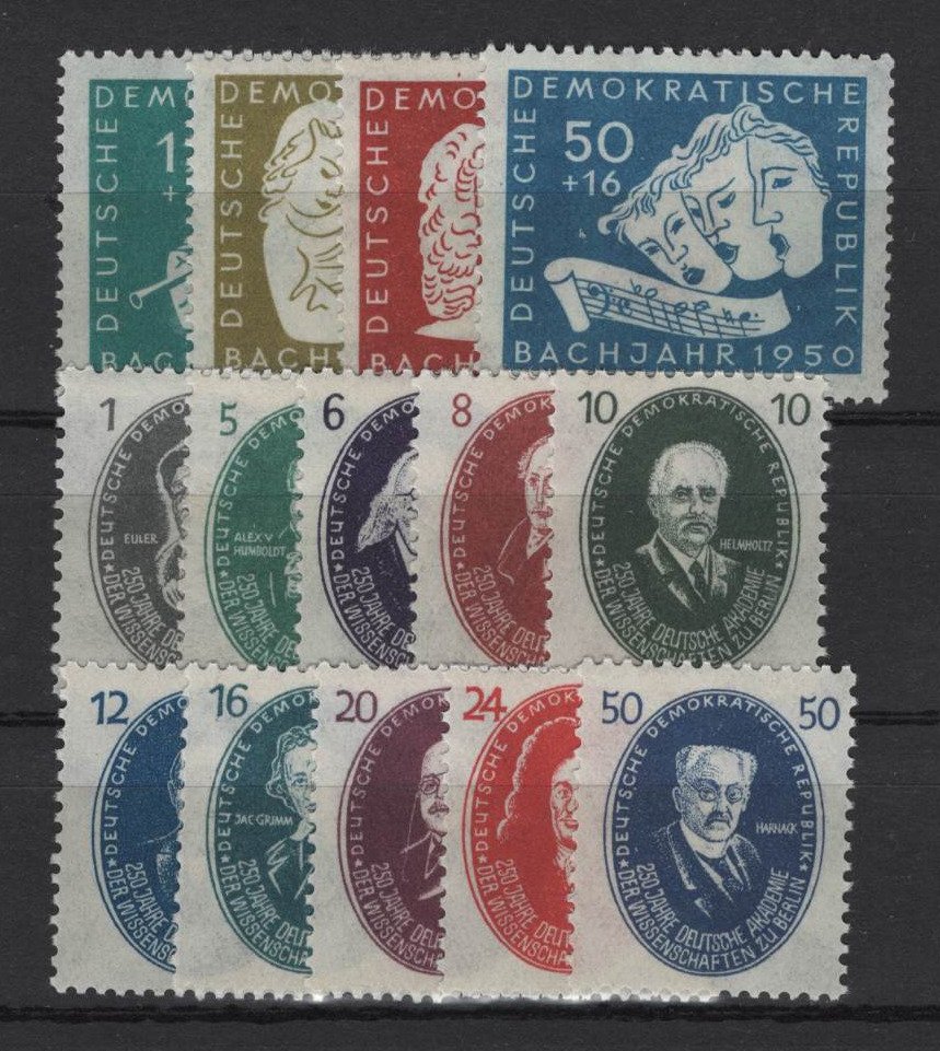 RDT 1950 - Bach e Akademie completamente impeccabili /MNH - Michel 256-259, 261-270 #1.0