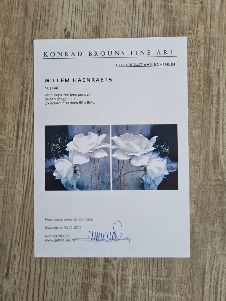Willem Haenraets (1940) - Witte rozen (een pendant) #2.1