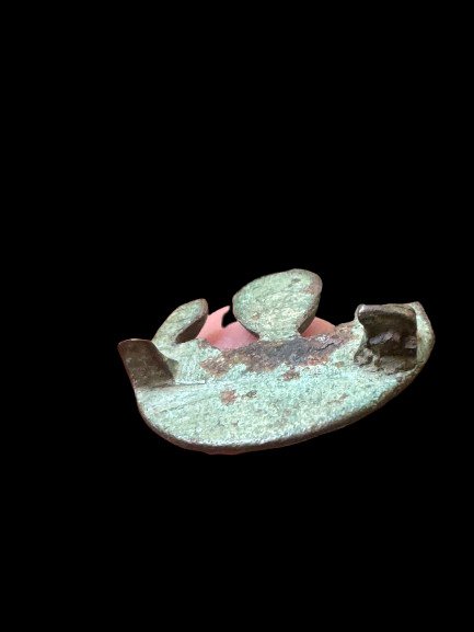 Merovingia Bronze Broche raro com cabeça. Licença de exportação espanhola. - 2 cm #2.1