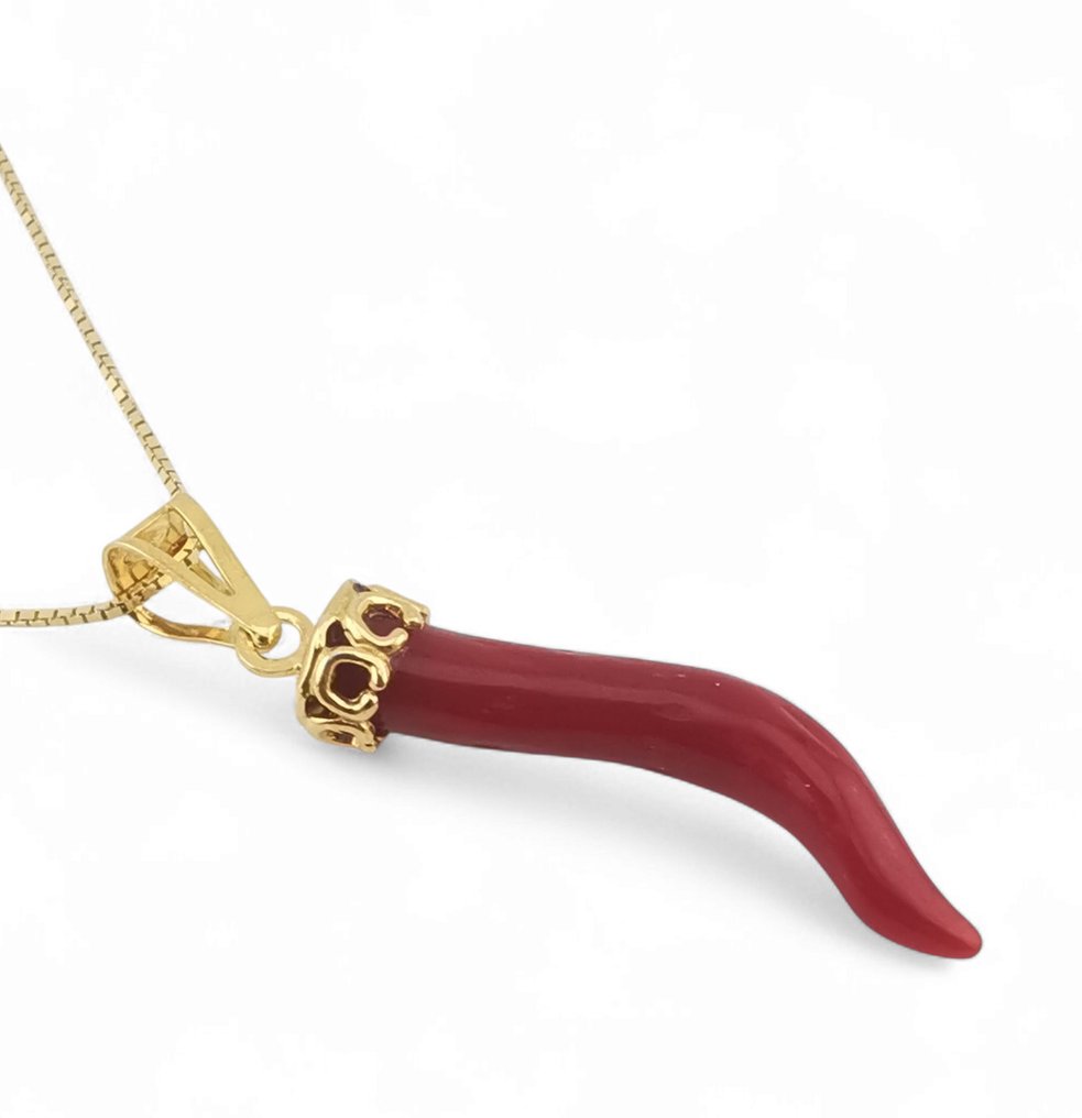 Coral - Prata - Colar com pingente - talhado à mão #2.1