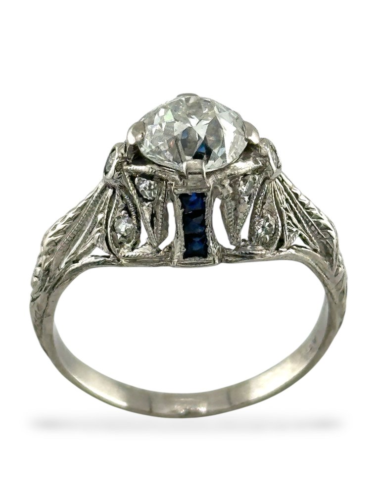 戒指 鉑金, 华丽的艺术装饰风格铂金与钻石戒指,重1.15克拉 - 1.15ct. tw. 鉆石 (天然) - 鉆石 #1.0