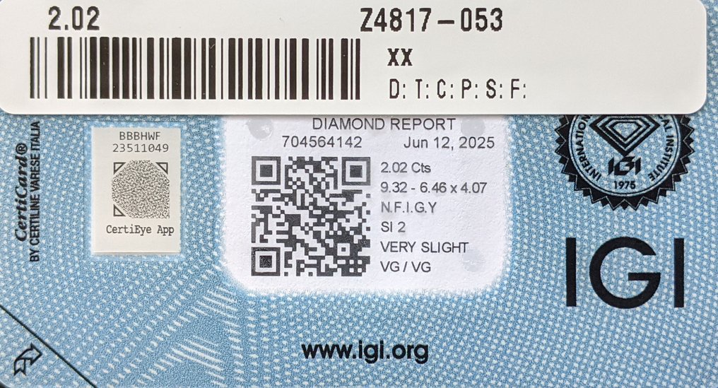 Ingen reservasjonspris - 1 pcs Diamant (Naturfarget) - 2.02 ct - Oval - Fancy intense Grønn Gul - SI2 - Det internasjonale gemologiske institutt (IGI) #3.2