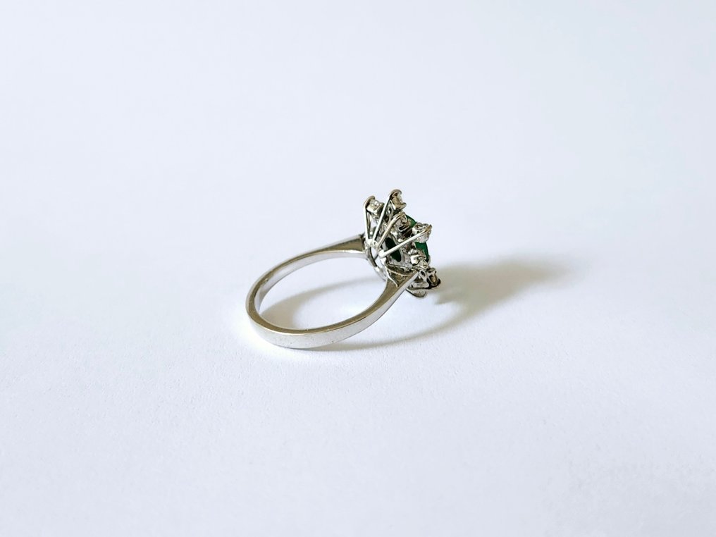 Bague - 18 carats Or blanc - 1.94ct. tw. Émeraude - Diamant #4.3