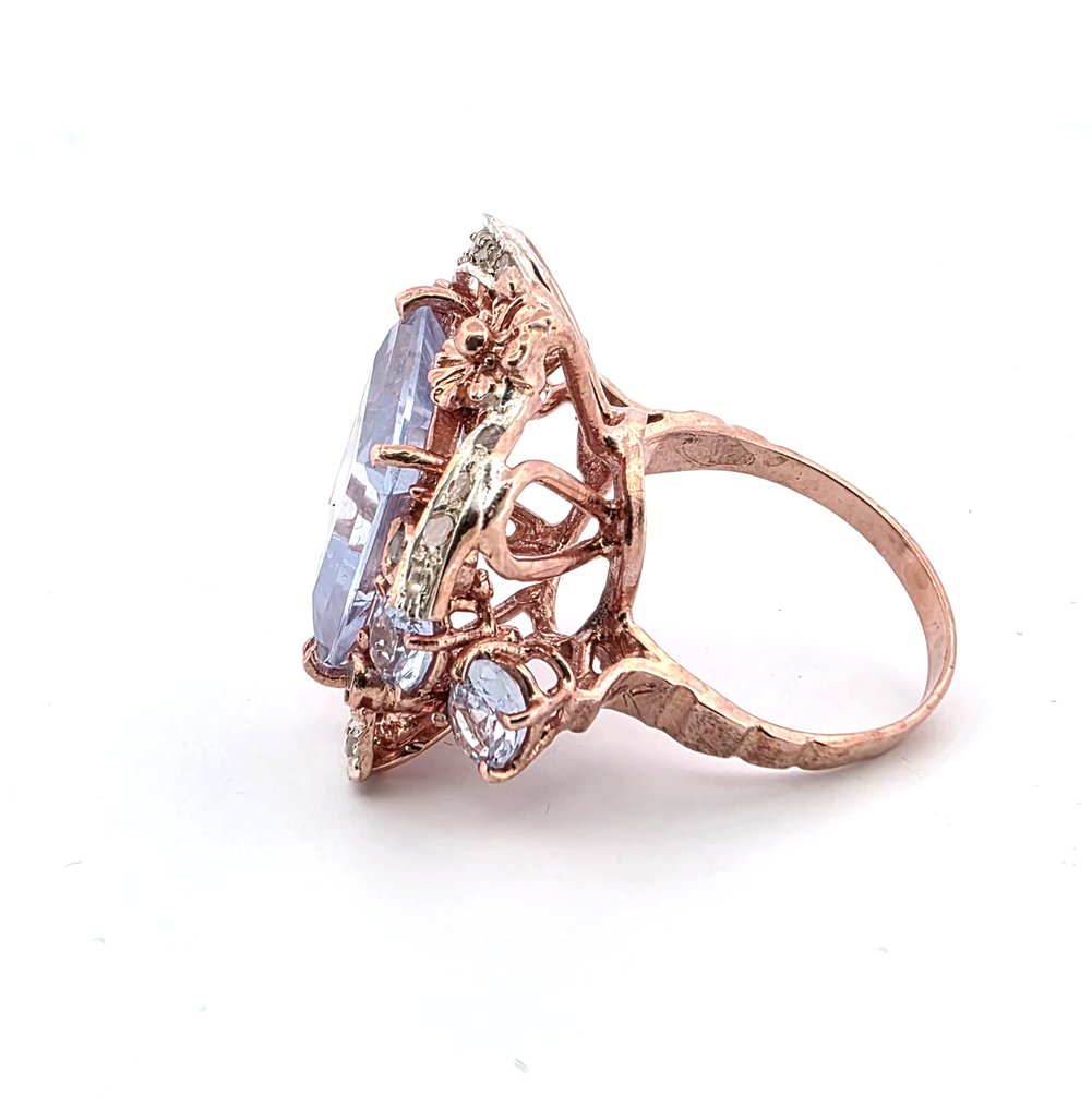 戒指 - 9 kt. 玫瑰金, 银 黄宝石 - 钻石 #1.0