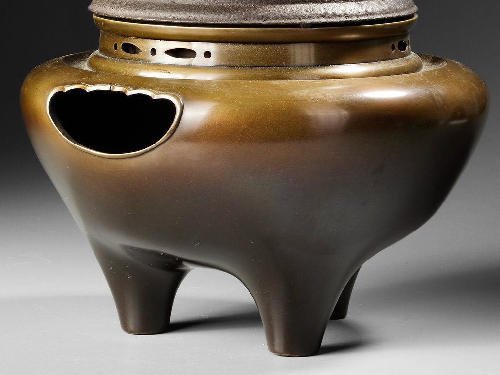 Chagama 茶釜（铁制茶壶） - 青銅色, 鐵（鑄） - 日本 - 昭和中期（20世纪中期） #2.1
