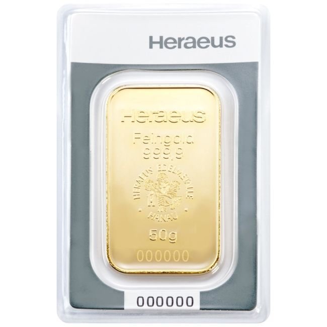 50 grams - Gold - .9999 - Heraeus - Sealed & with certificate #1.0