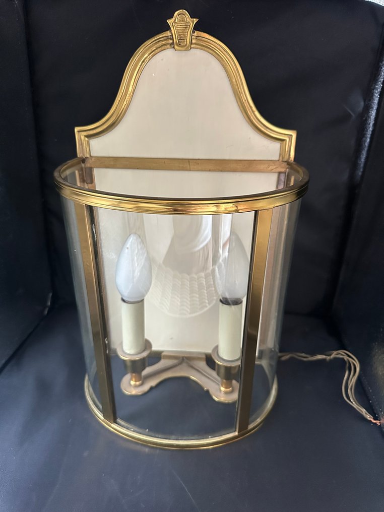 Lamp - Glass, Brass - lantern-shaped wall lamp #1.0
