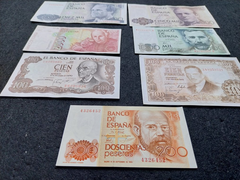 Spagna. - 7 Banknotes - various dates  (Senza prezzo di riserva) #1.0