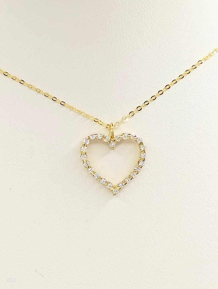 Zonder minimumprijs - Halsketting - 14 karaat Geel goud Diamant (Natuurlijk) #1.0