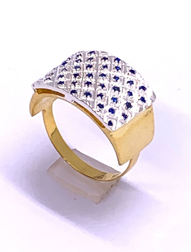 沒有保留價 - 戒指 - 9 節 黃金, 銀 藍寶石 #3.2