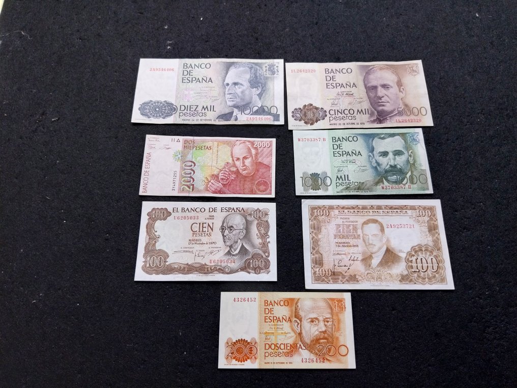 Spagna. - 7 Banknotes - various dates  (Senza prezzo di riserva) #1.0