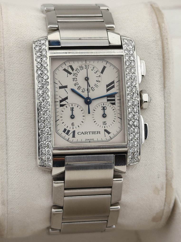 Cartier - Tank Française Chronoflex Custom Diamonds - 2303 - Unisex - 2000-2010  #4.3