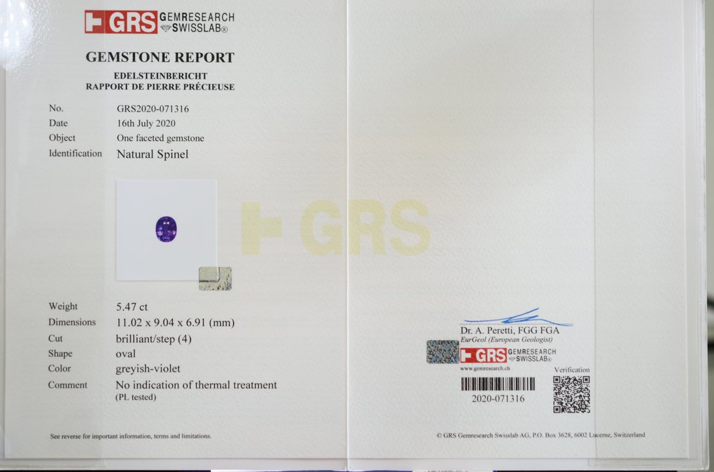 Violeta Espinela  - 5.47 ct - Gem Research Swiss Lab (GRS) #4.3