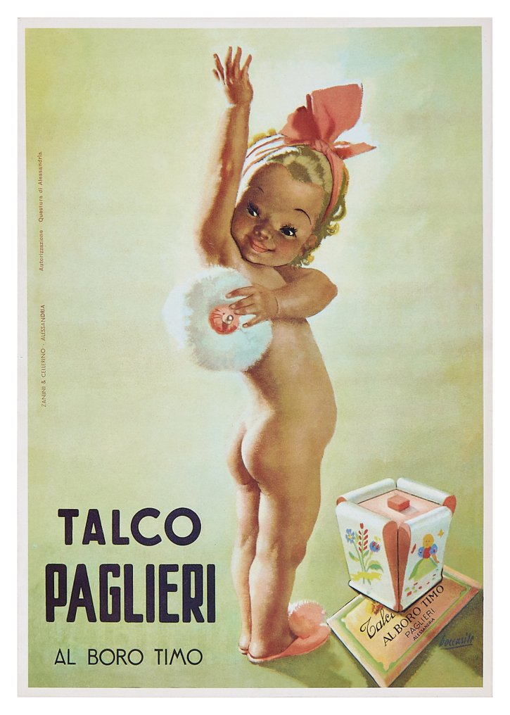 Gino Boccasile - Talco Paglieri "AL BORO TIMO" (linen backed on canvas) - 1960-tallet #1.0