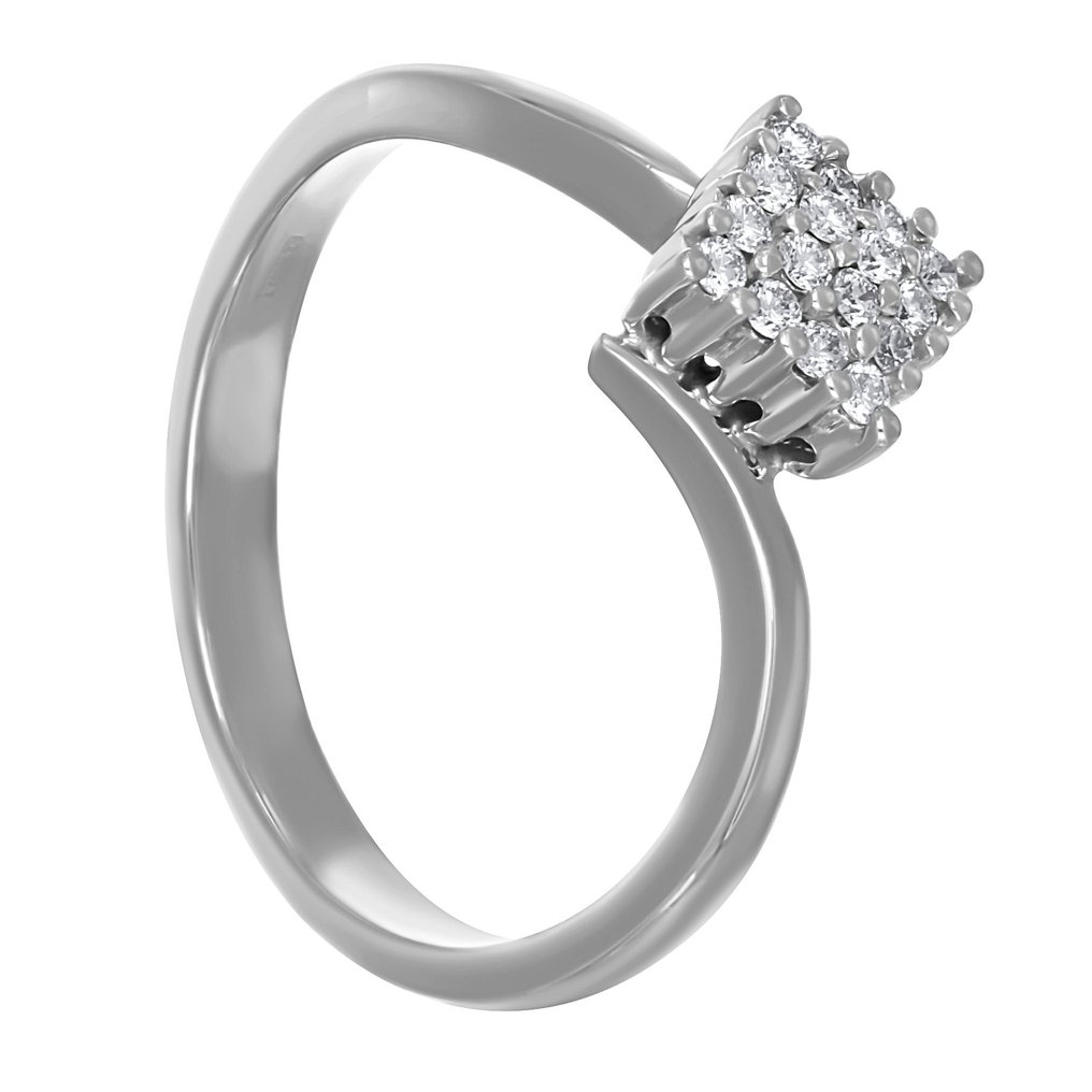 Inel - 18 ct. Aur alb -  0.24ct. tw. Diamant (Natural)  #1.0