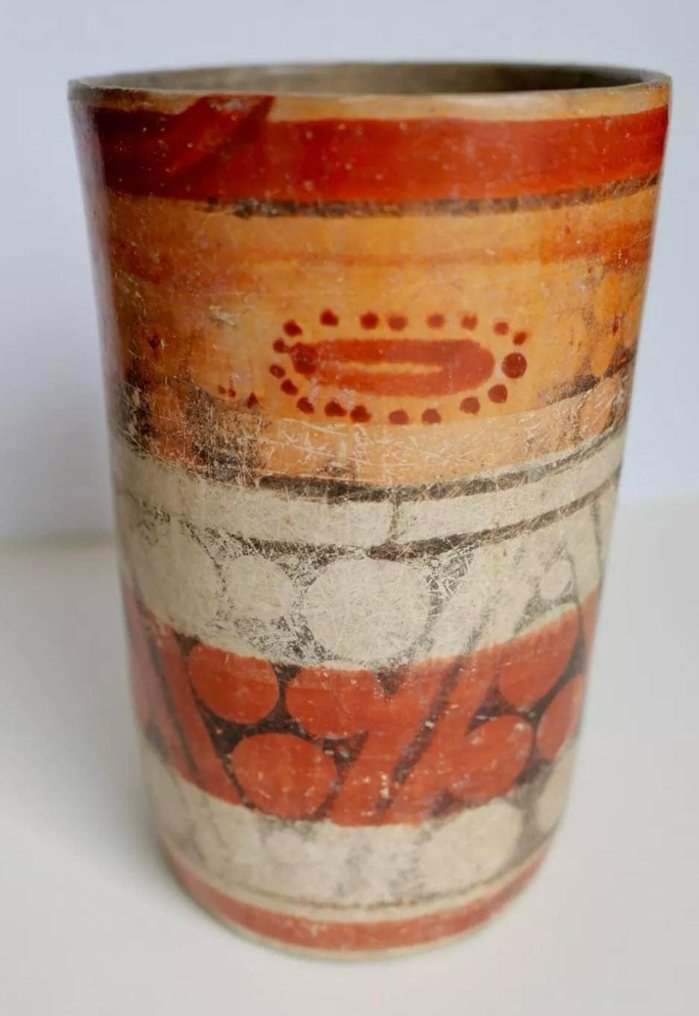 Mayan Ceramic Polychrome Maya Vessel from the Tikal-Area - 19 cm #4.3