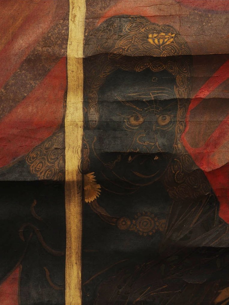 非常精美的不动明王画作,包括tomobako(箱子) - 真丝 - 日本 - Edo Period (1600-1868) #4.3