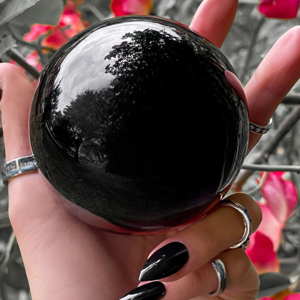 Sfera in Ossidiana Nera – Messico - Altezza: 60 mm - Larghezza: 60 mm- 280 g #3.2
