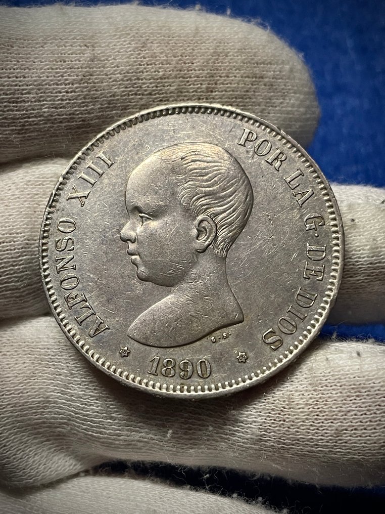 西班牙. 阿方索十三世. 5 Pesetas 1890 *18 *90 MP-M #1.0