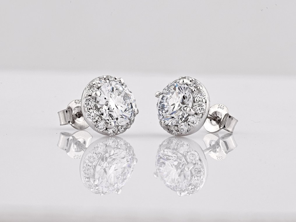 Drop fülbevaló - 14 kt. Fehér arany -  3.87ct. tw. Gyémánt (Laboratóriumban előállított) - Gyémánt #4.3