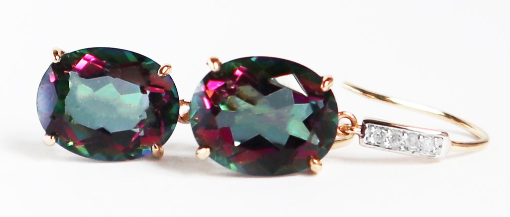 没有保留价 - 耳环 - 14K包金 黄金 黄宝石 - 钻石 #4.3