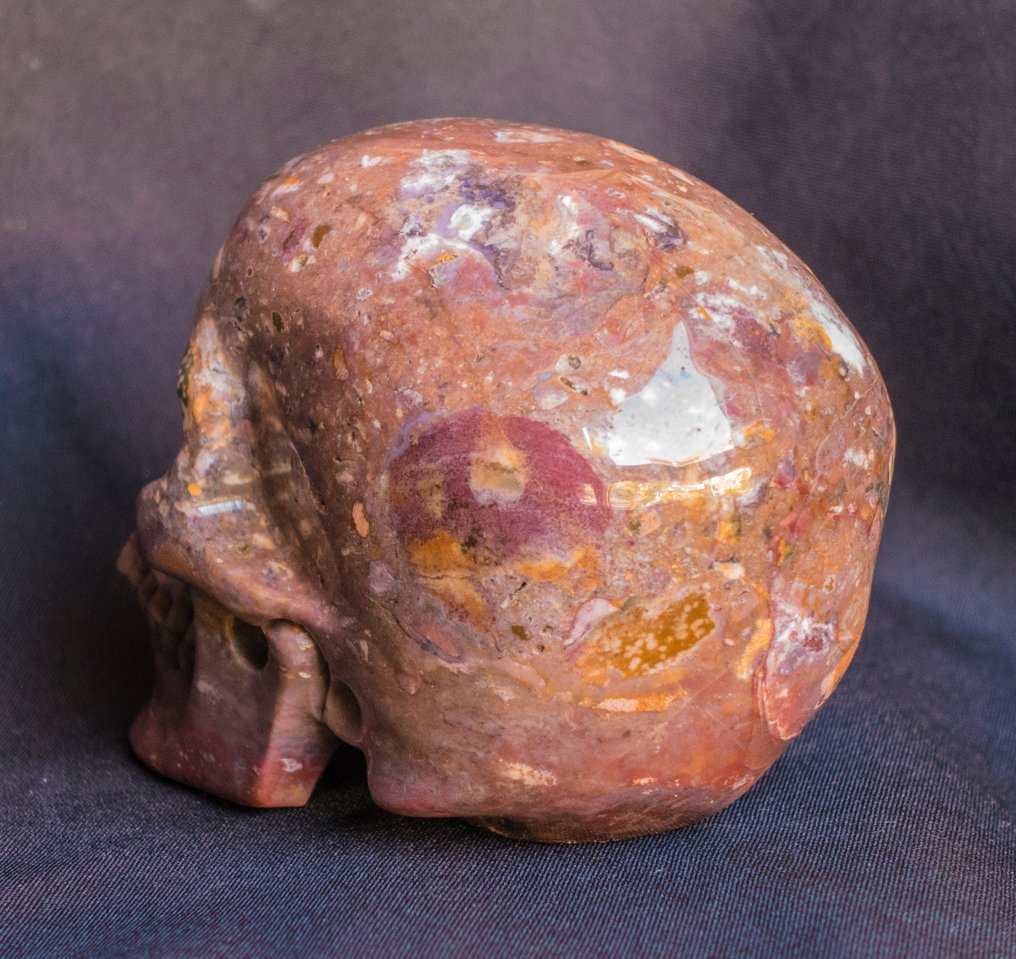 No Reserve Price! - Human Skull, Hyperrealistic, Carved Handmade Agate Crystal from India - Height: 128 mm - Width: 97 mm- 1380 g #3.2