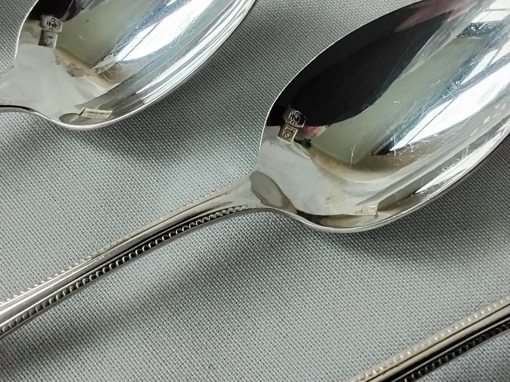 Christofle - Spoon (12) - pearls - Silverplated #2.1