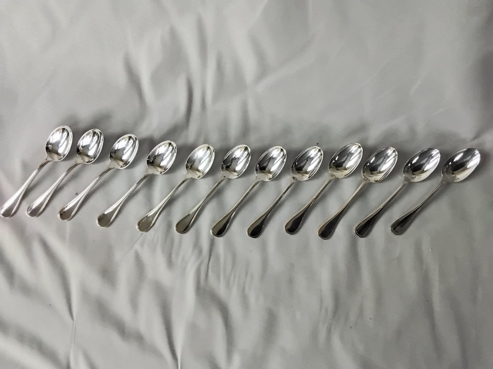 Christofle - Spoon (12) - pearls - Silverplated #1.0