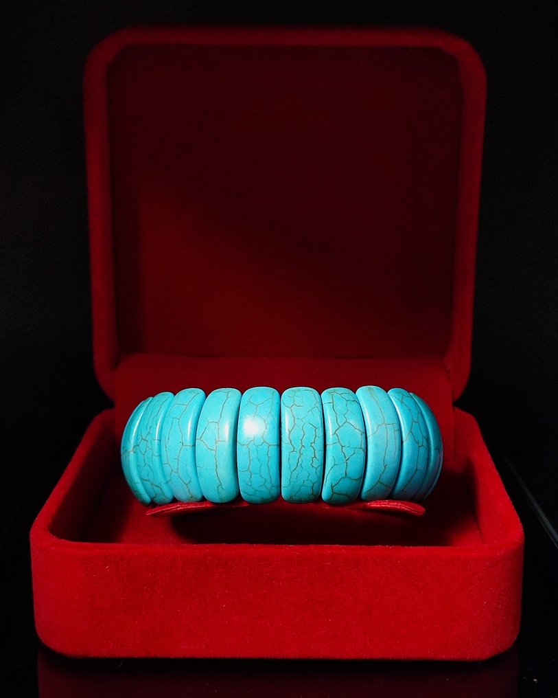 美丽的蓝色绿松石Howlite手链,附礼品盒,包邮 - 手镯 #1.0