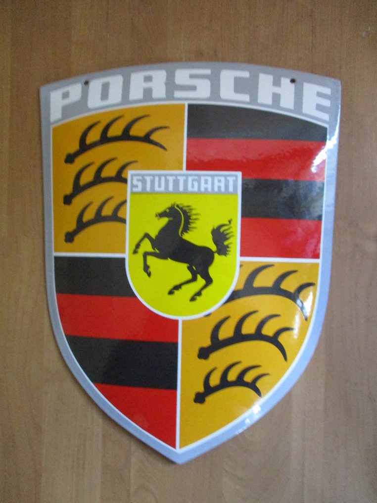 搪瓷钢旧图案 - 珐琅标志 - 搪瓷, 配备老款保时捷 #1.0