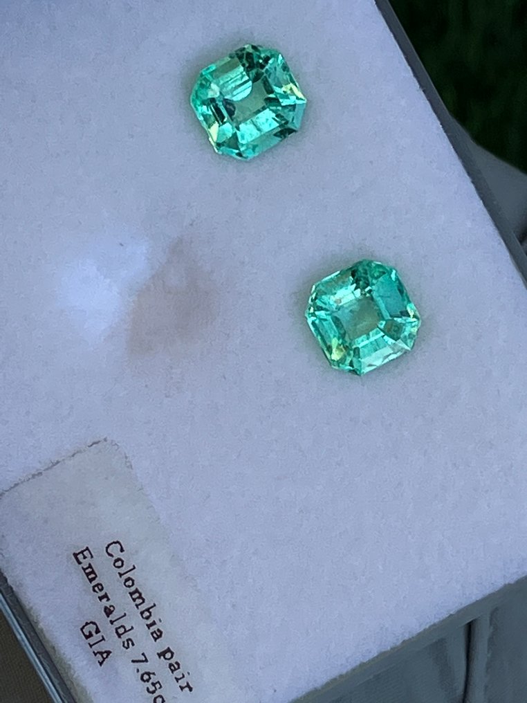 2 pcs Zöld Smaragd - 7.65 ct - Amerikai Gemmológiai Intézet (GIA) #4.3