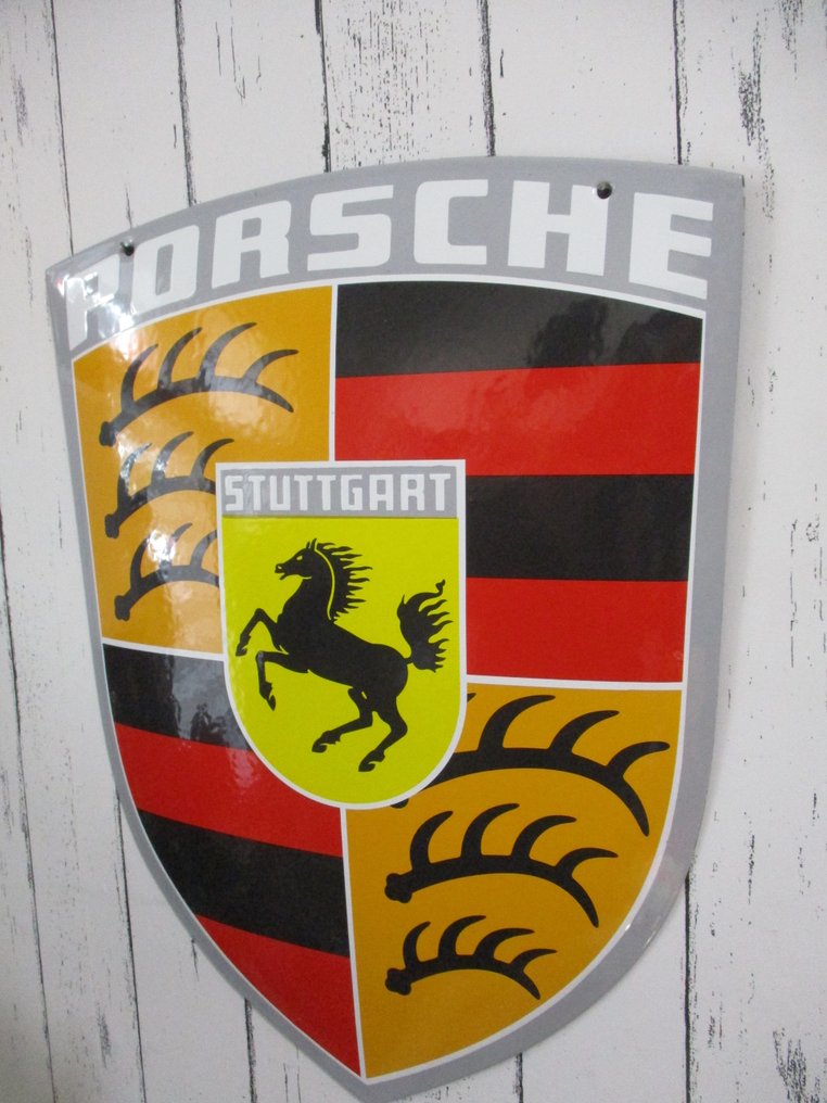 Aço esmaltado antigo motivo - Sinal de esmalte - Esmalte, com motiv antigo Porsche #2.1