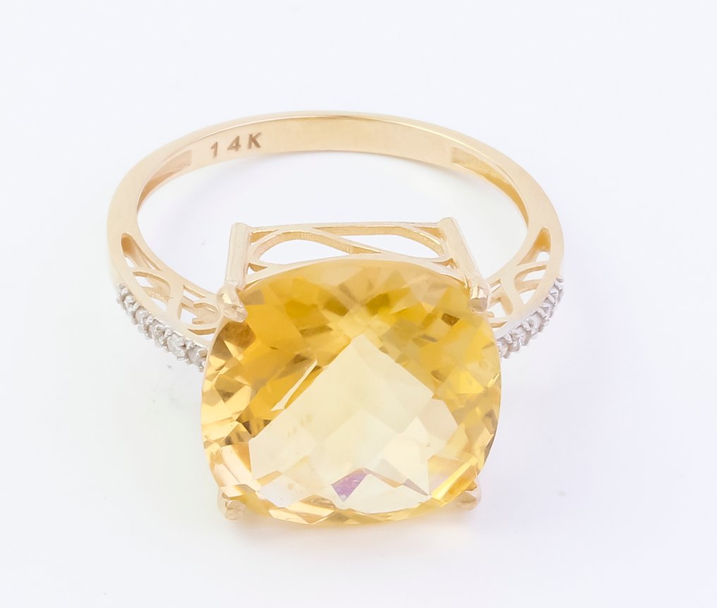 No Reserve Price - Ring - 14 kt. Yellow gold Citrine - Diamond #2.1