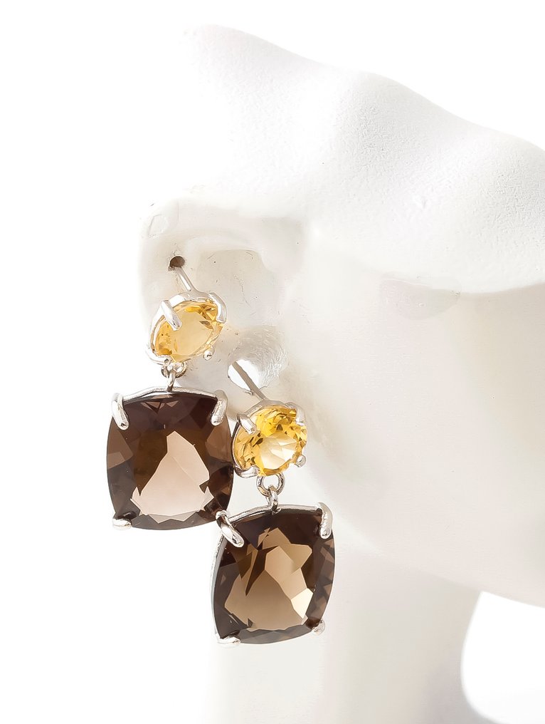 χωρίς τιμή ασφαλείας - Σκουλαρίκια - 14 καράτια Λευκός χρυσός Τοπάζιο - Κιτρίνης #3.2