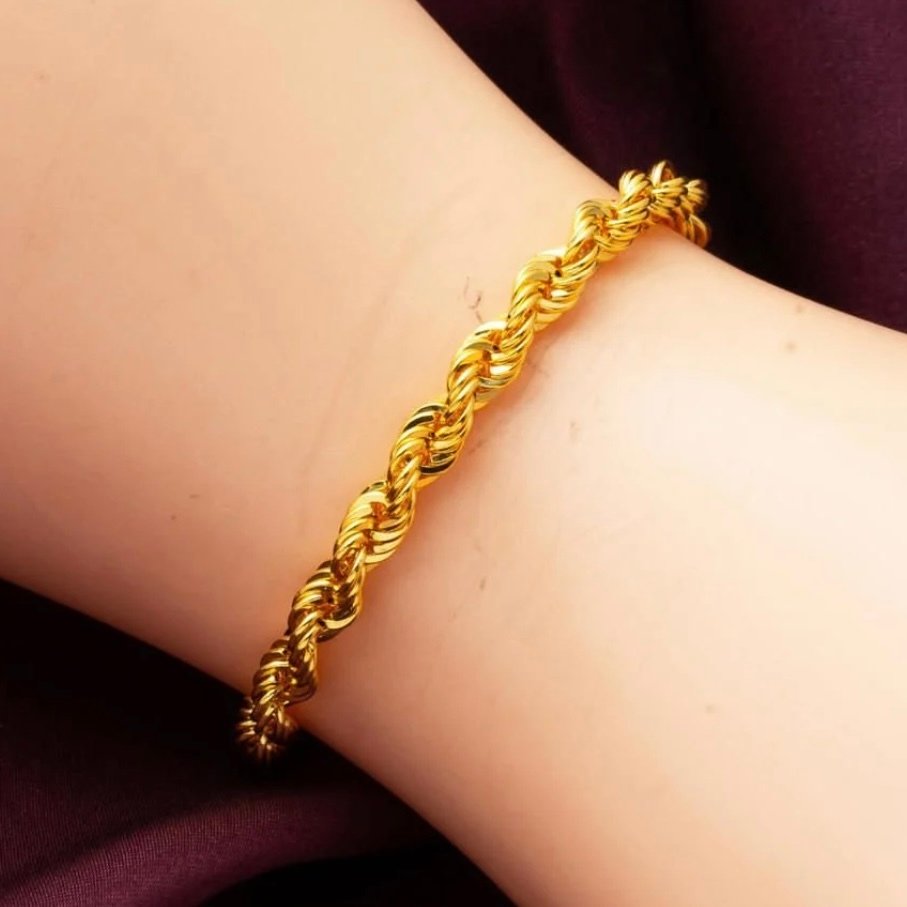 Handmade - Βραχιόλι αλυσίδα - 14 καράτια Κίτρινο χρυσό - Αλυσίδα σχοινιού - 3,90 mm #4.3