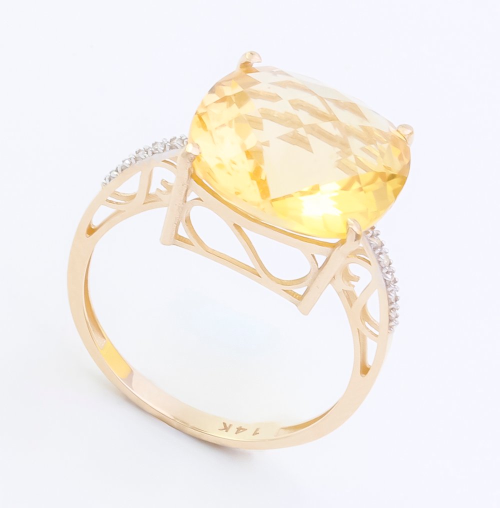 No Reserve Price - Ring - 14 kt. Yellow gold Citrine - Diamond #3.2