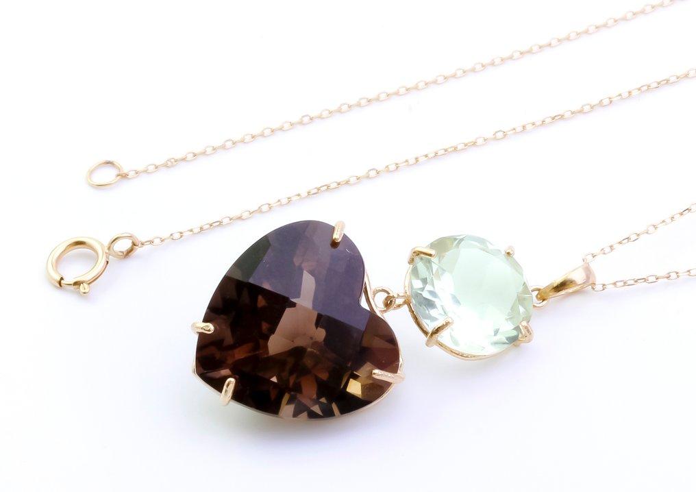 Sans Prix de Réserve - Collier - 14 carats Or jaune Topaze - Quartz #2.1