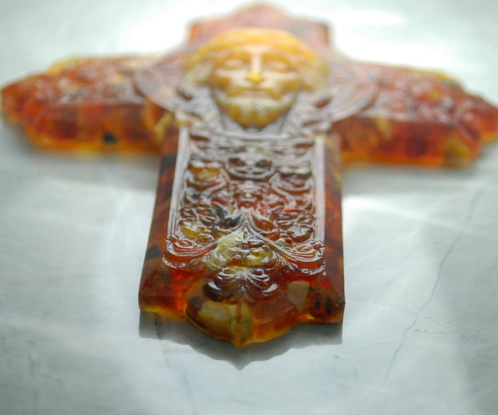 Διακόσμηση τοίχου - Pressed Amber - Baltic Amber - Λιθουανία - Ο Ιησούς στον Σταυρό Ανακούφιση #3.2